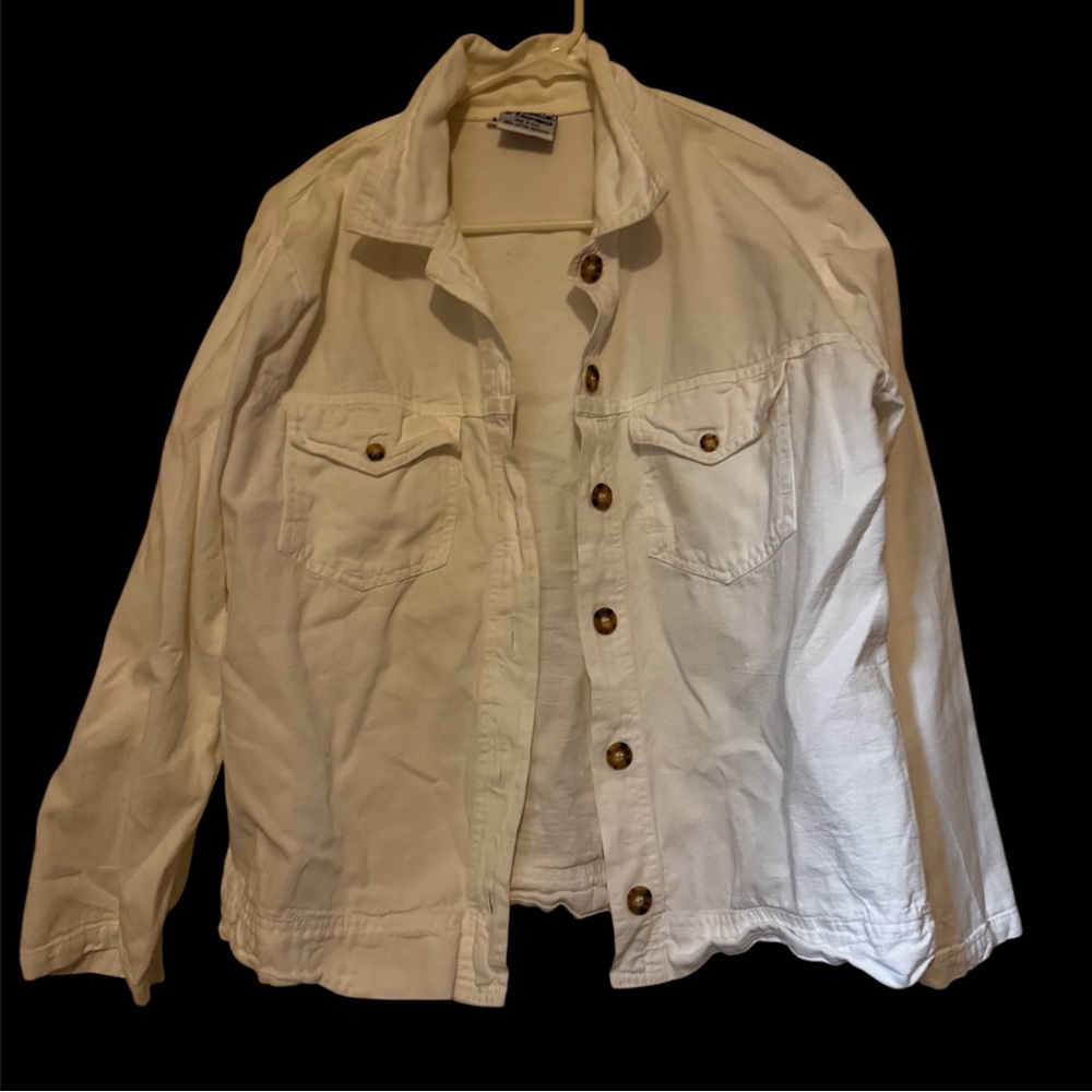Women's White Cotton Denim Jacket